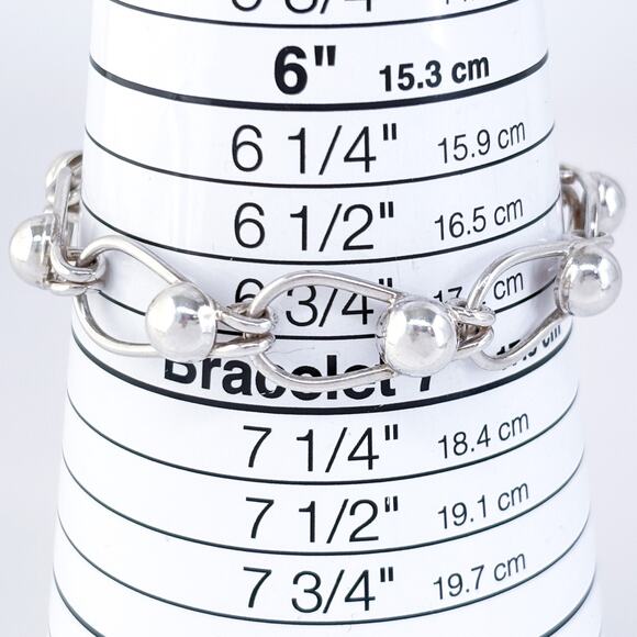 Vintage Mexico Sterling Silver 925 Modernist Ball Link Bracelet 7.25" - Picture 5 of 7